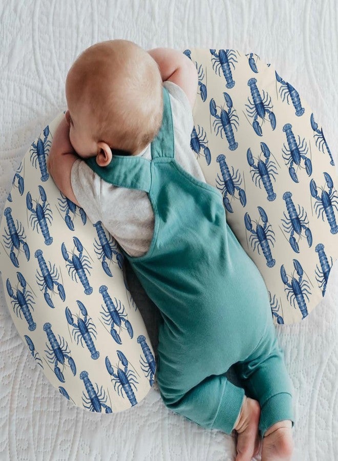 ZoUbqchY Blue Lobster Baby Nursing Pillow Covers for Boy Girl Nautical Marine Animal Nursery Slipcovers for Breastfeeding Pillows Neutral Sea Beach Summer Soft Stretchy Removable Cover for Newborn Infant - Image 2